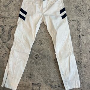 Banana Republic White Cargo Pants with Black Stripes